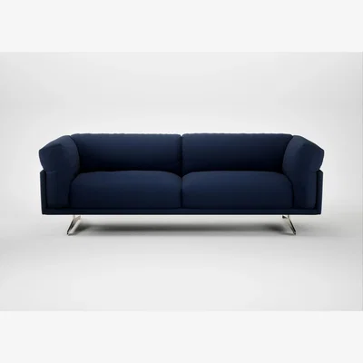 Heal's Heal's Novara 4 Seater Sofa Smart Cotton Linen Indigo Stainless Steel Feet