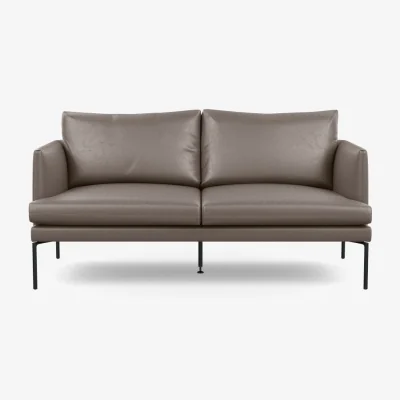 Heal's Heal's Matera 2 Seater Sofa Heritage Leather Stone Grey 2060 Black Feet