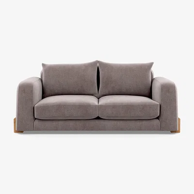 Heal's Heal's Nuvola 2 Seater Sofa Smart Luxe Velvet Mushroom Natural Oak Feet