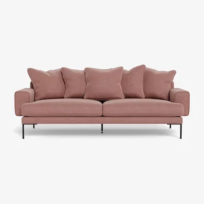 Heal's Heal's Torrington 4 Seater Sofa Smart Luxe Velvet Dusky Pink Black Feet
