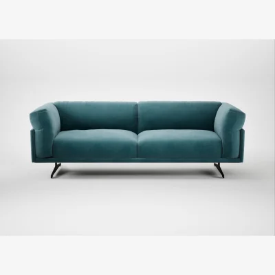 Heal's Heal's Novara 4 Seater Sofa Smart Luxe Velvet Airforce Blue Black Feet
