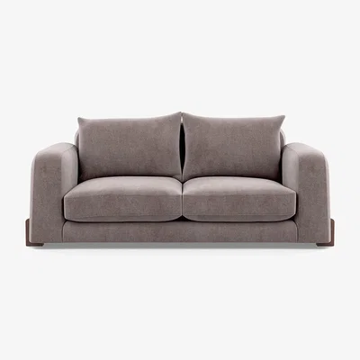 Heal's Heal's Nuvola 2 Seater Sofa Smart Luxe Velvet Mushroom Walnut Stained Feet
