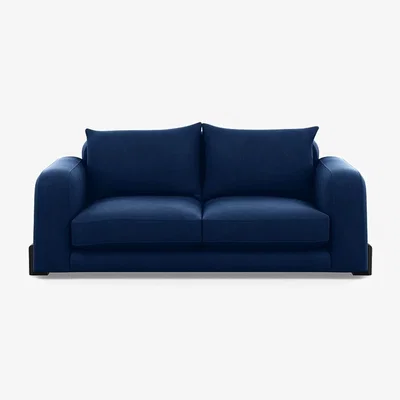 Heal's Heal's Nuvola 3 Seater Sofa Smart Cotton Linen Indigo Walnut Stained Feet