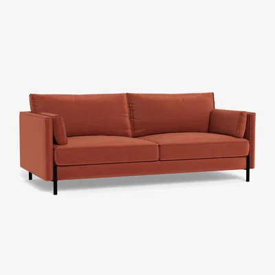 Heal's Heal's Tortona 3 Seater Sofa Smart Luxe Velvet Tawny Black Feet