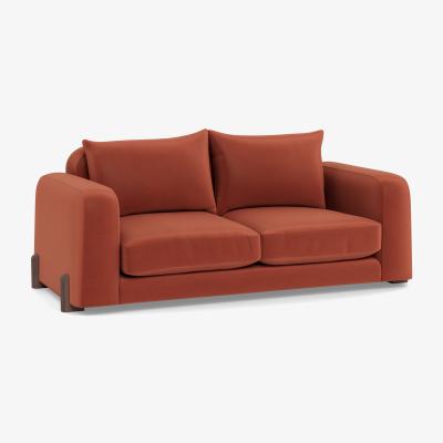 Heal's Heal's Nuvola 3 Seater Sofa Smart Luxe Velvet Tawny Walnut Stained Feet