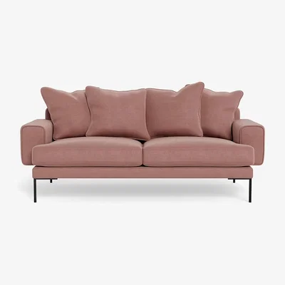 Heal's Heal's Torrington 3 Seater Sofa Smart Luxe Velvet Dusky Pink Black Feet