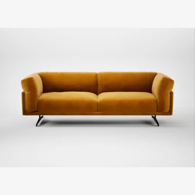 Heal's Heal's Novara 4 Seater Sofa Smart Luxe Velvet Cognac Black Feet