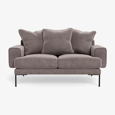 Heal's Heal's Torrington 2 Seater Sofa Smart Luxe Velvet Mushroom Black Feet