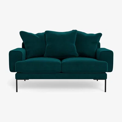 Heal's Heal's Torrington 2 Seater Sofa Smart Luxe Velvet Ocean Black Feet