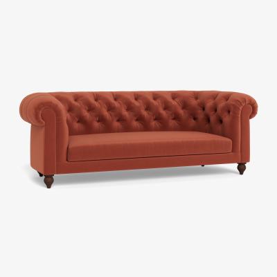Heal's Heal's Fitzrovia 3 Seater Sofa Smart Luxe Velvet Tawny Black Feet