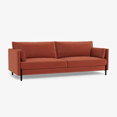 Heal's Heal's Tortona 4 Seater Sofa Smart Luxe Velvet Tawny Black Feet