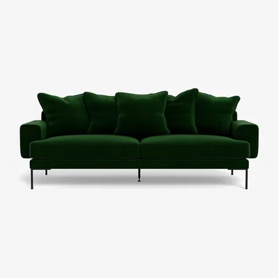 Heal's Heal's Torrington 4 Seater Sofa Smart Velvet Forest Black Feet