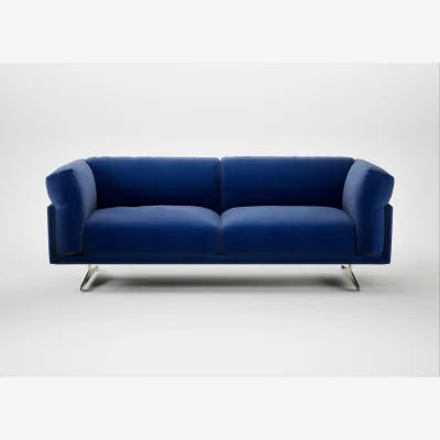 Heal's Heal's Novara 3 Seater Sofa Smart Luxe Velvet Azure Stainless Steel Feet
