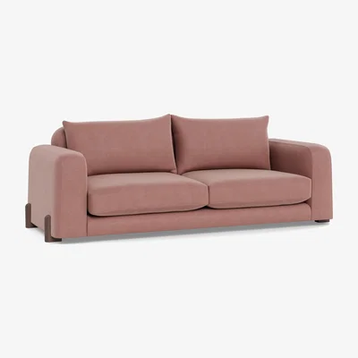 Heal's Heal's Nuvola 4 Seater Sofa Smart Luxe Velvet Dusky Pink Black Painted Feet