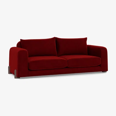 Heal's Heal's Nuvola 4 Seater Sofa Smart Luxe Velvet Mulberry Walnut Stained Feet