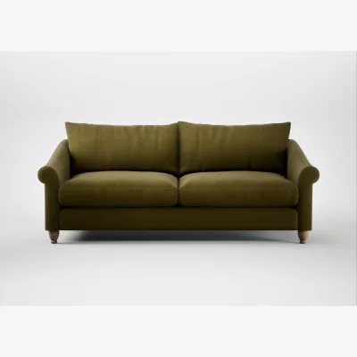 Heal's Heal's Devon 4 Seater Sofa Wool Velvet Olive Natural Feet