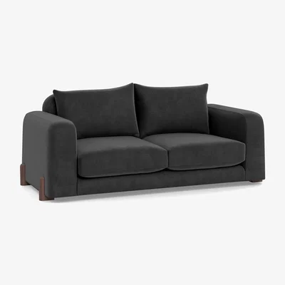 Heal's Heal's Nuvola 3 Seater Sofa Smart Luxe Velvet Nickel Natural Oak Feet