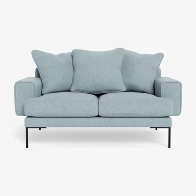 Heal's Heal's Torrington 2 Seater Sofa Smart Linen Mix Duck Egg Black Feet