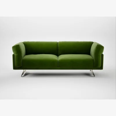 Heal's Heal's Novara 3 Seater Sofa Smart Luxe Velvet Grass Stainless Steel Feet