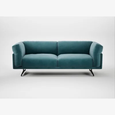Heal's Heal's Novara 3 Seater Sofa Smart Luxe Velvet Airforce Blue Black Feet