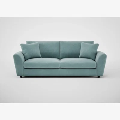Heal's Heal's Snooze 5 Seater Sofa Smart Luxe Velvet Mineral Blue Black Feet