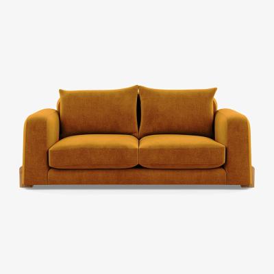 Heal's Heal's Nuvola 2 Seater Sofa Smart Luxe Velvet Cognac Natural Oak Feet