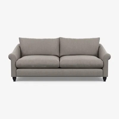 Heal's Heal's Devon 4 Seater Sofa Smart Cotton Linen Indigo Walnut Stained Feet