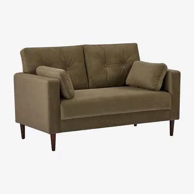 Homebase Taylor Matte Velvet 2 Seater Sofa - Olive Green
