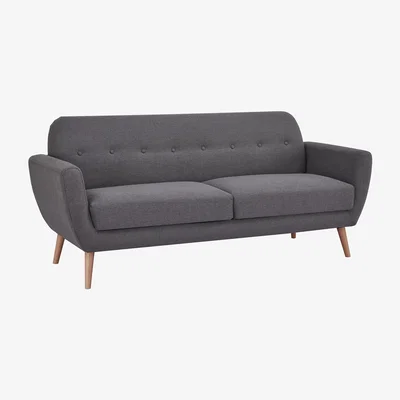 Homebase Scandi Savannah Brushed Fabric 3 Seat Sofa - Charcoal