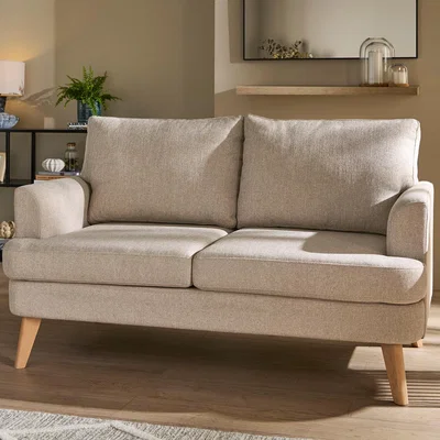 Homebase Watson Woven Fabric 2 Seater Sofa - Mid Neutral
