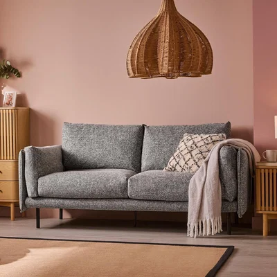 Homebase Miller Woven Fabric 2.5 Seater Sofa - Buff Stone
