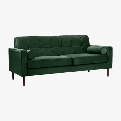 Homebase Draper Velvet 3 Seater Sofa in a Box - Green