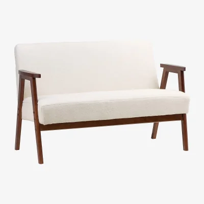 Homebase Alex Mid Century Boucle Sofa - Cream