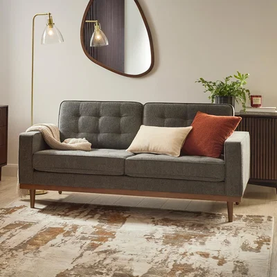 Homebase Raye Woven Chenille 2 Seater Sofa - Charcoal