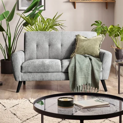 Happy Beds Monza - 2-Seater Sofa - Dove Grey - Fabric