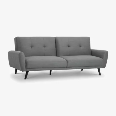 Happy Beds Monza - Fabric 3 Seater Sofa - Grey - Linen - Happy Beds