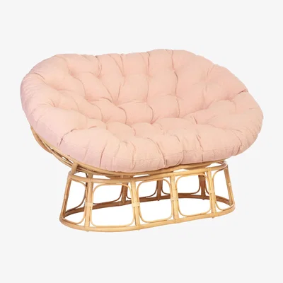 John Lewis Desser Papasan Rattan 2-Seater Sofa, Pink