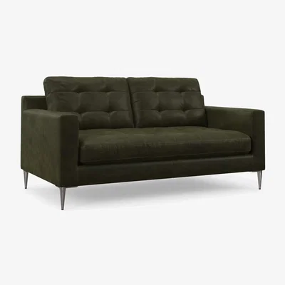 John Lewis John Lewis Draper II Medium 2 Seater Leather Sofa, Metal Leg
