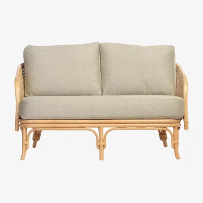 John Lewis Desser Royal Roma Rattan 2-Seater Sofa, Natural/Green