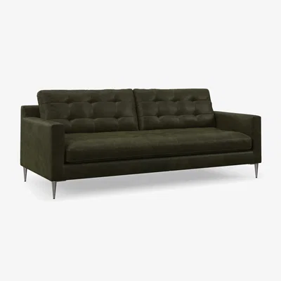 John Lewis John Lewis Draper II Large 3 Seater Leather Sofa, Metal Leg