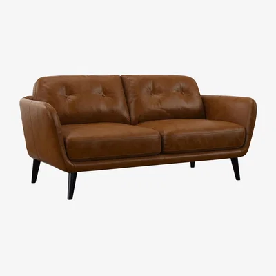 John Lewis John Lewis Arlo Medium 2 Seater Leather Sofa, Dark Leg