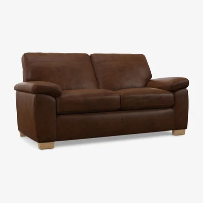John Lewis John Lewis Camden Medium 2 Seater Leather Sofa Bed, Light Leg
