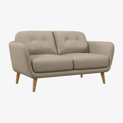 John Lewis John Lewis Arlo Small 2 Seater Leather Sofa, Light Leg