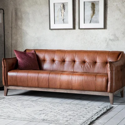 Knees Ecclestone Leather 3 Seater Sofa - Brown