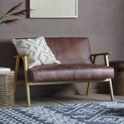 Knees Neyland Leather 2 Seater Sofa - Brown