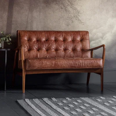 Knees Humber Leather 2 Seater Sofa - Brown