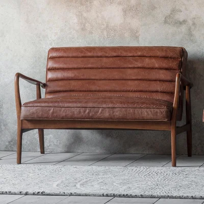 Knees Datsun Leather 2 Seater Sofa - Brown