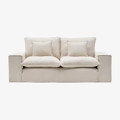 Kave Home Anarela beige linen 2-seater sofa with removable cover and cushions 240cm