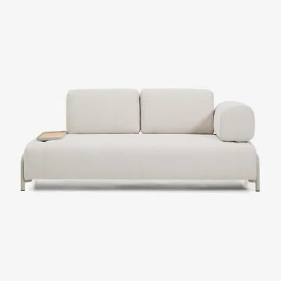 Kave Home Compo 2-seater sofa in ecru chenille, small oak veneer tray table and beige metal frame 200 cm FSC Mix Credit