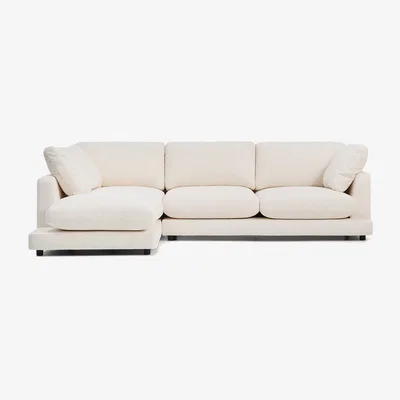 Kave Home Gala fire-retardant ecru bouclé 4-seater sofa with left chaise longue FSC Mix Credit 300cm